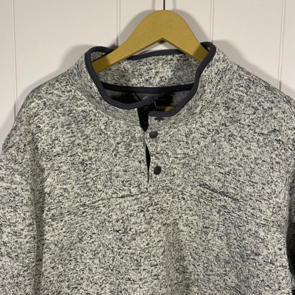 Eddie Bauer Men's Radiator Fleece Snap Mock Pullover Sweater XXL Gray Heather - Picture 3 of 13